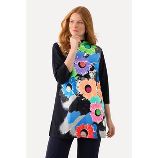 Ulla Popken Longshirt A-Linie Stehkragen 3/4-Arm Floral  