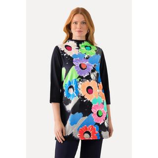 Ulla Popken Longshirt A-Linie Stehkragen 3/4-Arm Floral  