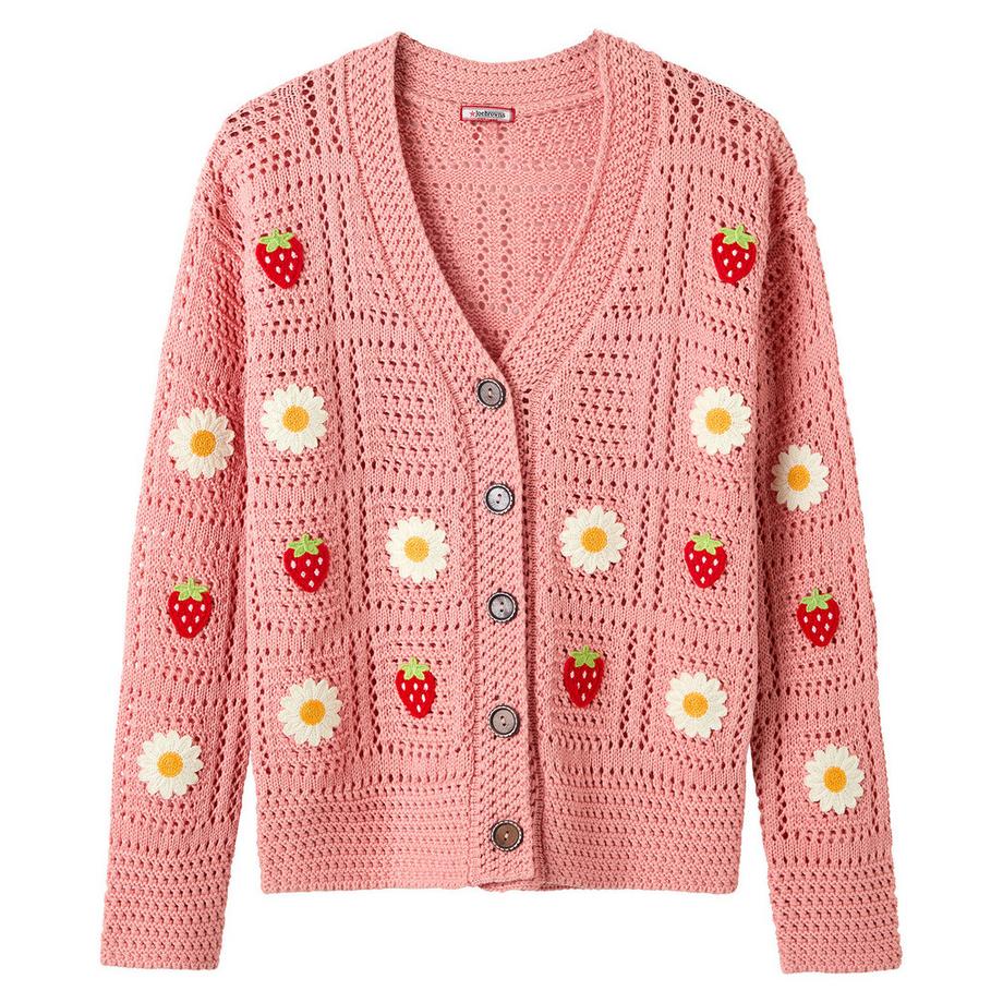 Joe Browns Cardigan mit Erdbeer- und Gänseblümchenstickerei  