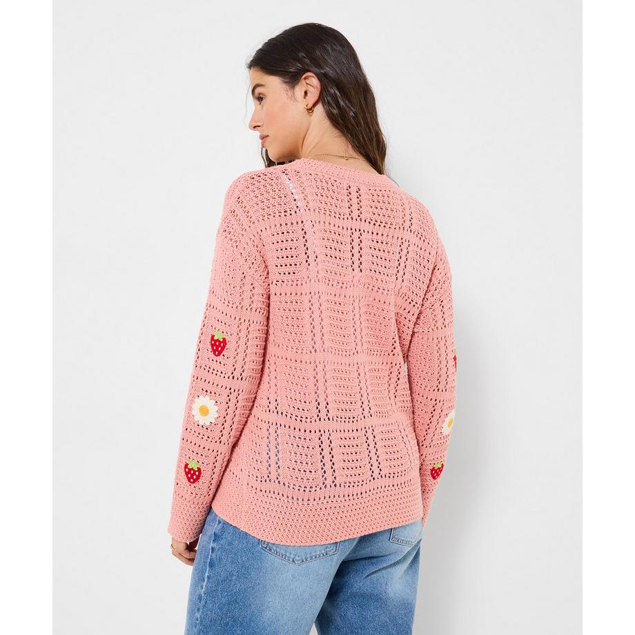 Joe Browns Cardigan mit Erdbeer- und Gänseblümchenstickerei  