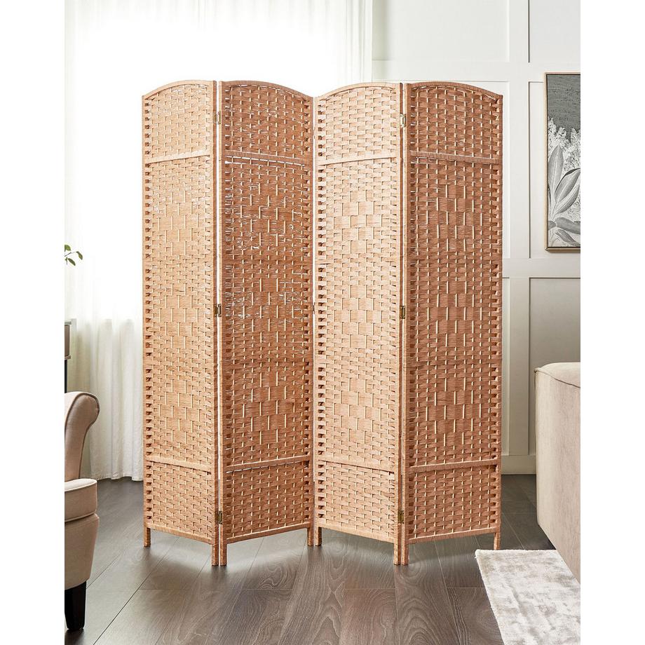 Beliani Divisorio per ambienti a 4 pannelli en Corda di carta Classico LAPPAGO  