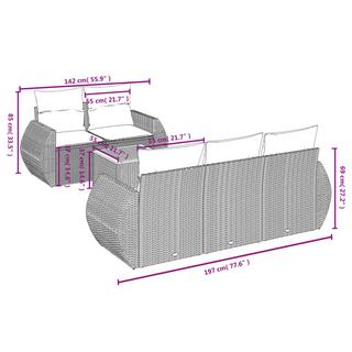 VidaXL Ensemble de canapés de jardin rotin synthétique  