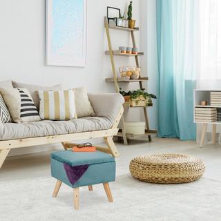 Northix Tabouret en velours avec rangement  