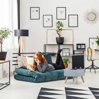 Northix Tabouret en velours avec rangement  