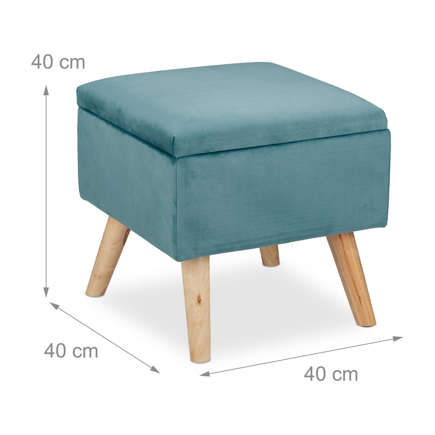 Northix Tabouret en velours avec rangement  
