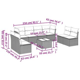 VidaXL Ensemble de canapés de jardin rotin synthétique  