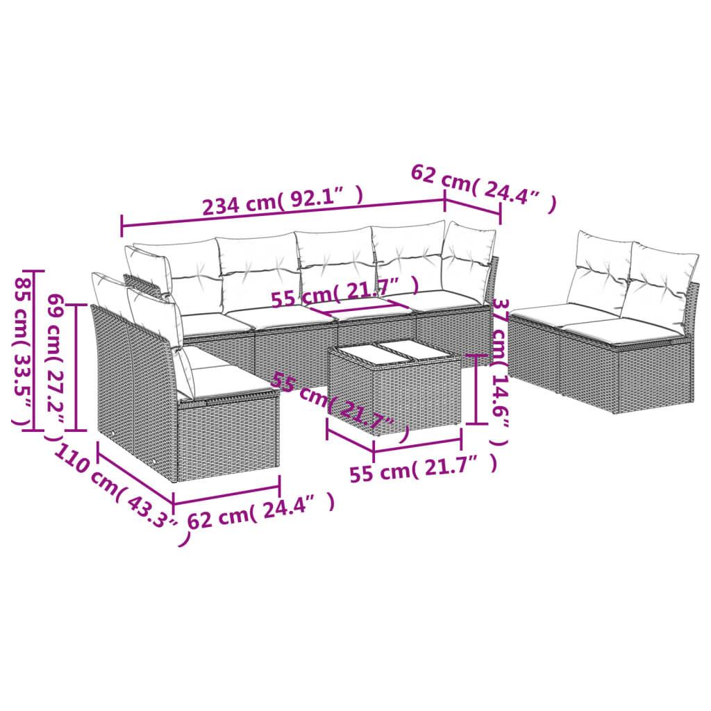 VidaXL Ensemble de canapés de jardin rotin synthétique  