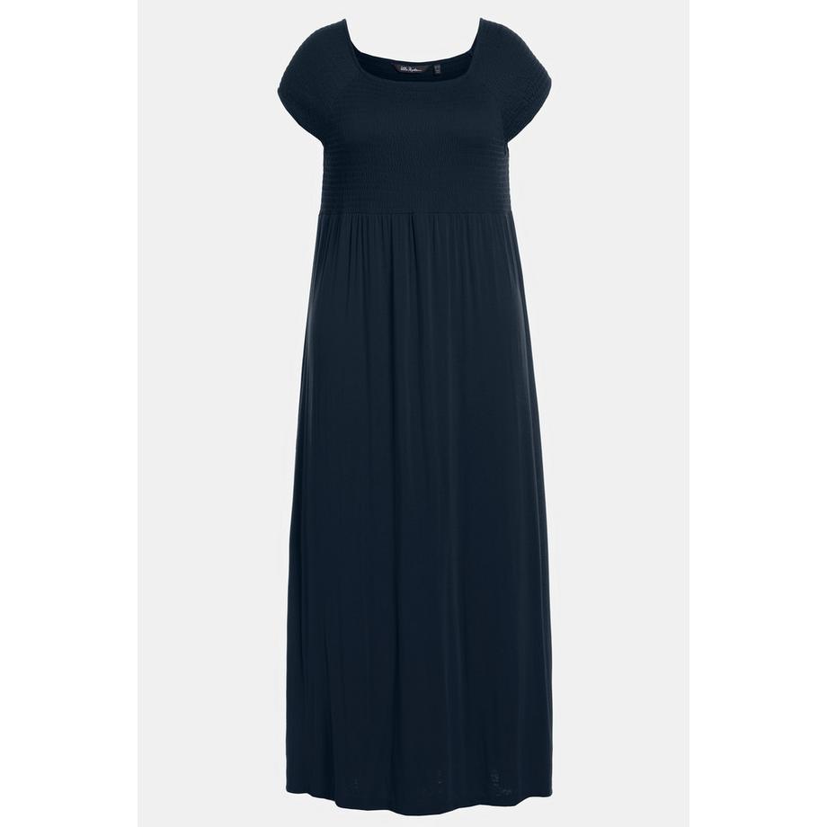 Ulla Popken Abito smockato svasato scollo rettangolare mezze maniche  