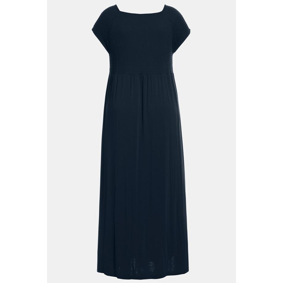 Ulla Popken Abito smockato svasato scollo rettangolare mezze maniche  