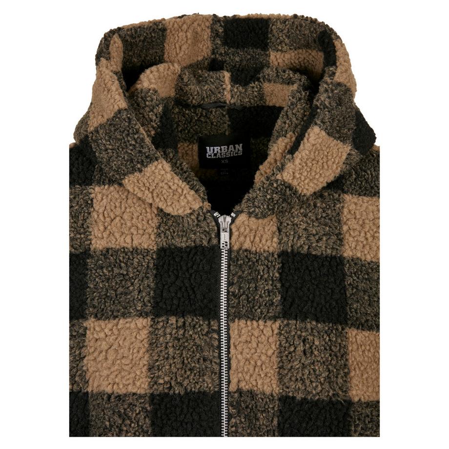 URBAN CLASSICS Hooded Oversized Check Sherpa Fleece  