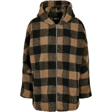 pile da hooded oversized check sherpa