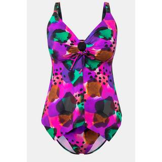 Ulla Popken  Tankini con mix di fantasie, anello decorativo, coppe morbide e spalline regolabili 