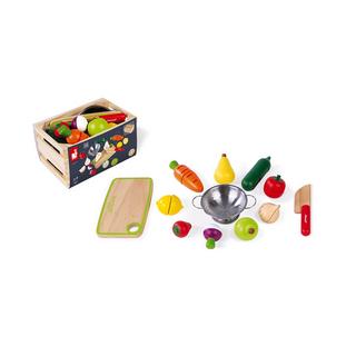 Janod  J06607 Fruits and Vegetable Maxi Set 9 Ot und Gemüse zum Schneiden von in Holz-Market Collection-Imitation Kitchen und Dinette Toy-Soundeffekte-Ab 8 Jahren 