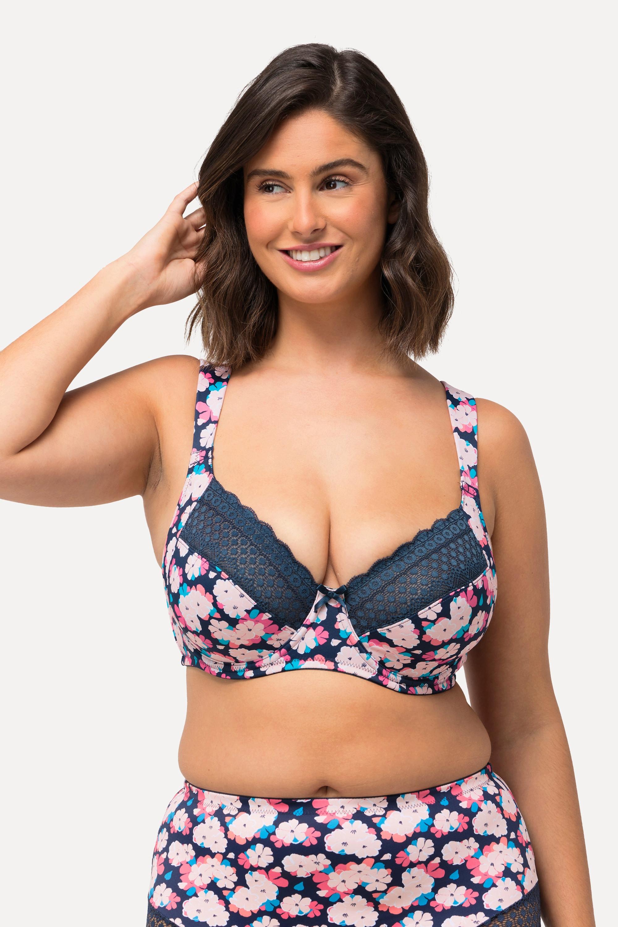 Ulla Popken Reggiseno con ferretto Pizzo Design Floreale Fascia  