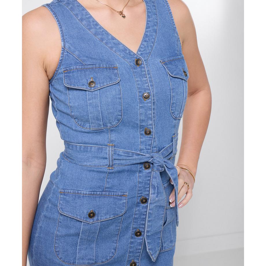 Joe Browns Denim Midikleid mit Knopfleiste und Gürtel  