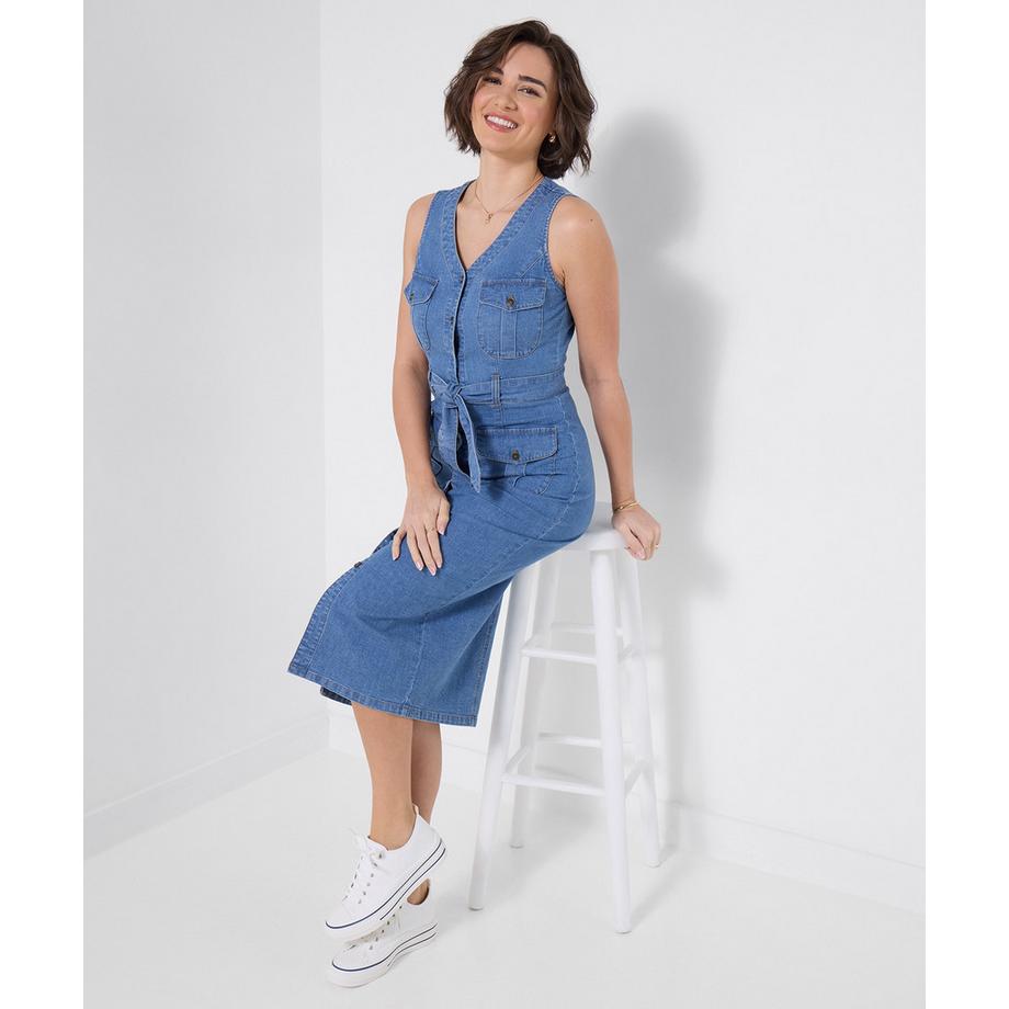 Joe Browns Denim Midikleid mit Knopfleiste und Gürtel  