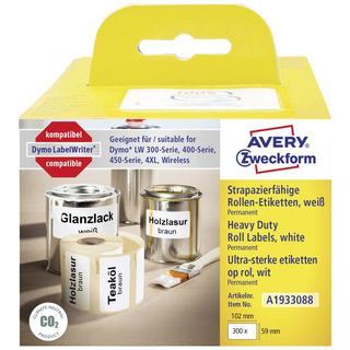 Avery-Zweckform  Avery Zweckform Rollen-Etiketten, Strapazierfähige Etiketten, 59 x 102 mm, 1 Rolle/300 Etiketten 