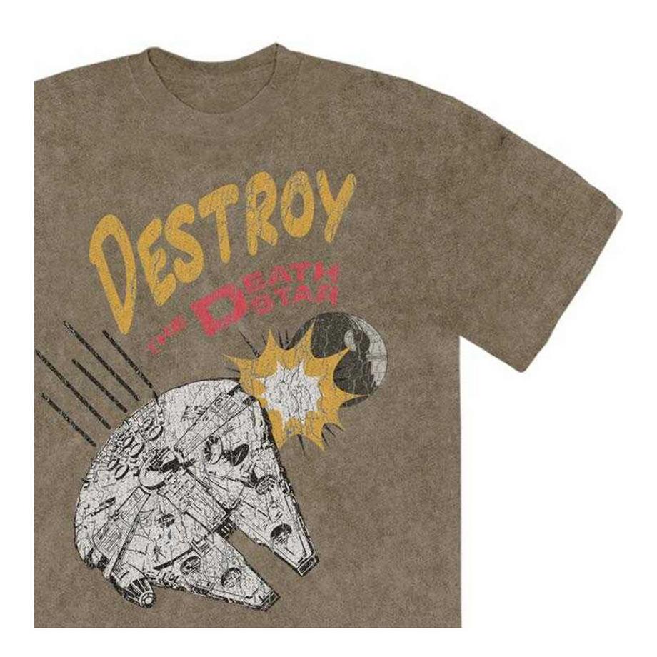 STAR WARS Maglietta Destroy Death Star Lavaggio a Pietra  