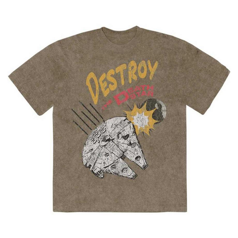 Destroy Death Star Maglietta Lavaggio A Pietra