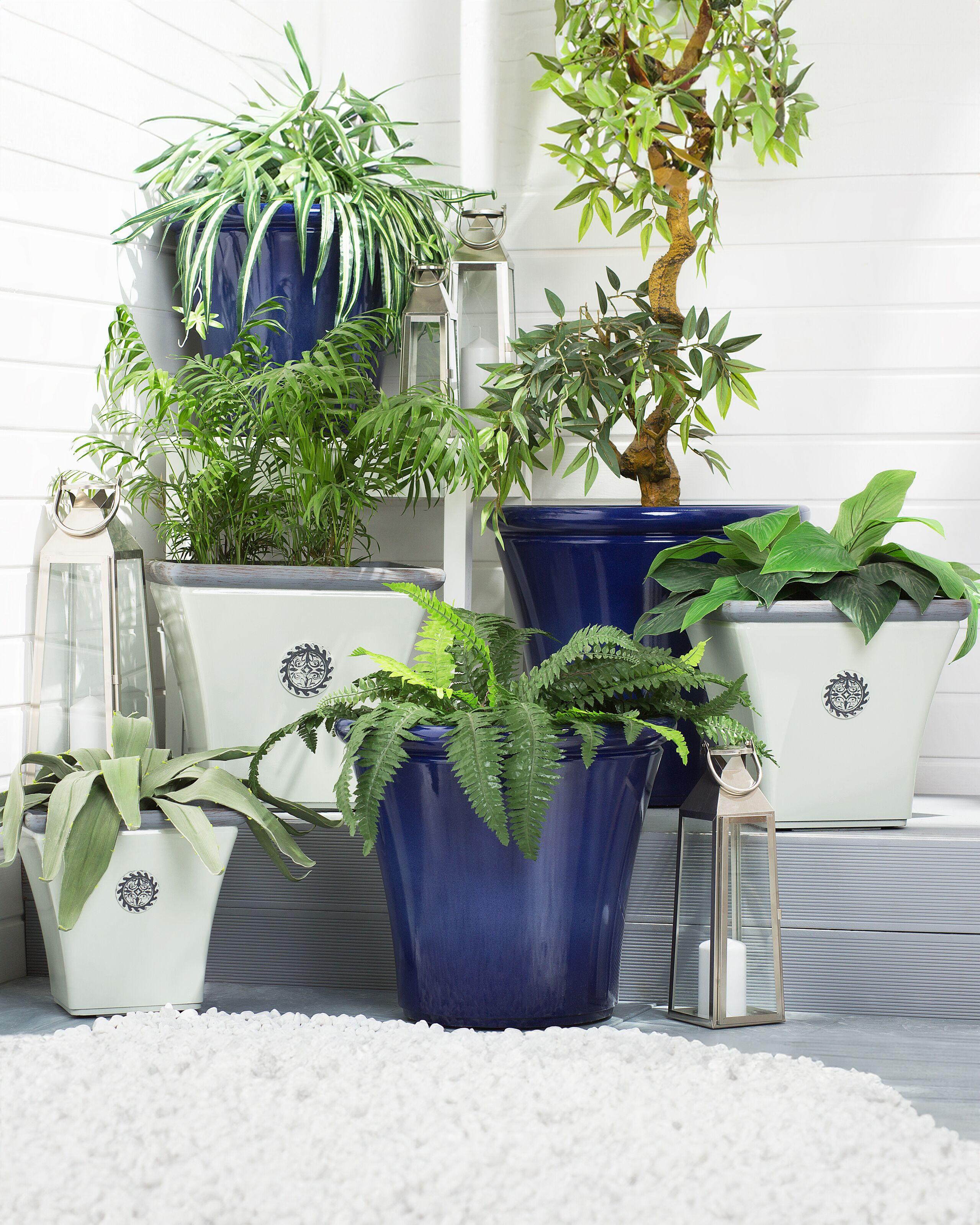 Beliani Set di 2 vasi per piante en Fibra d'argilla Retrò ELATEIA  