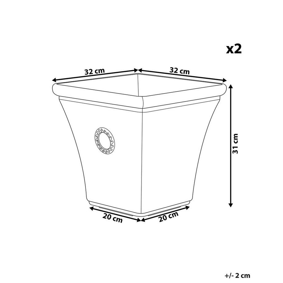 Beliani Set mit 2 Blumentöpfen aus Lehm-Faser-Mischung Retro ELATEIA  