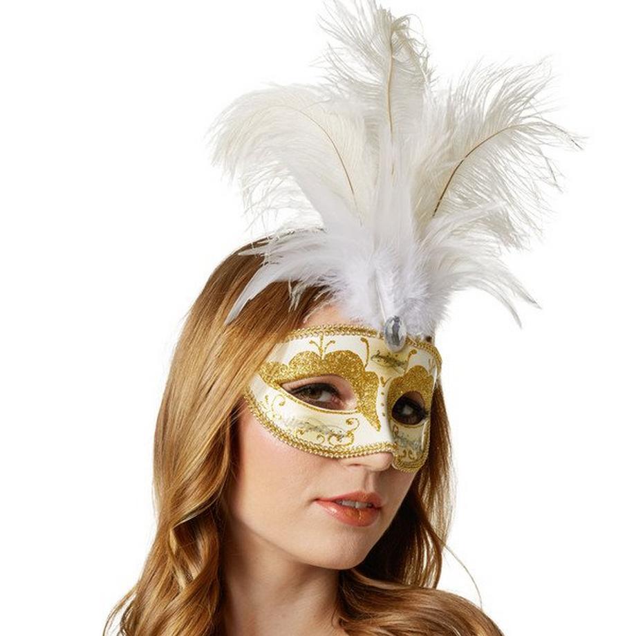 Tectake  Venezianische Maske mit Federn 