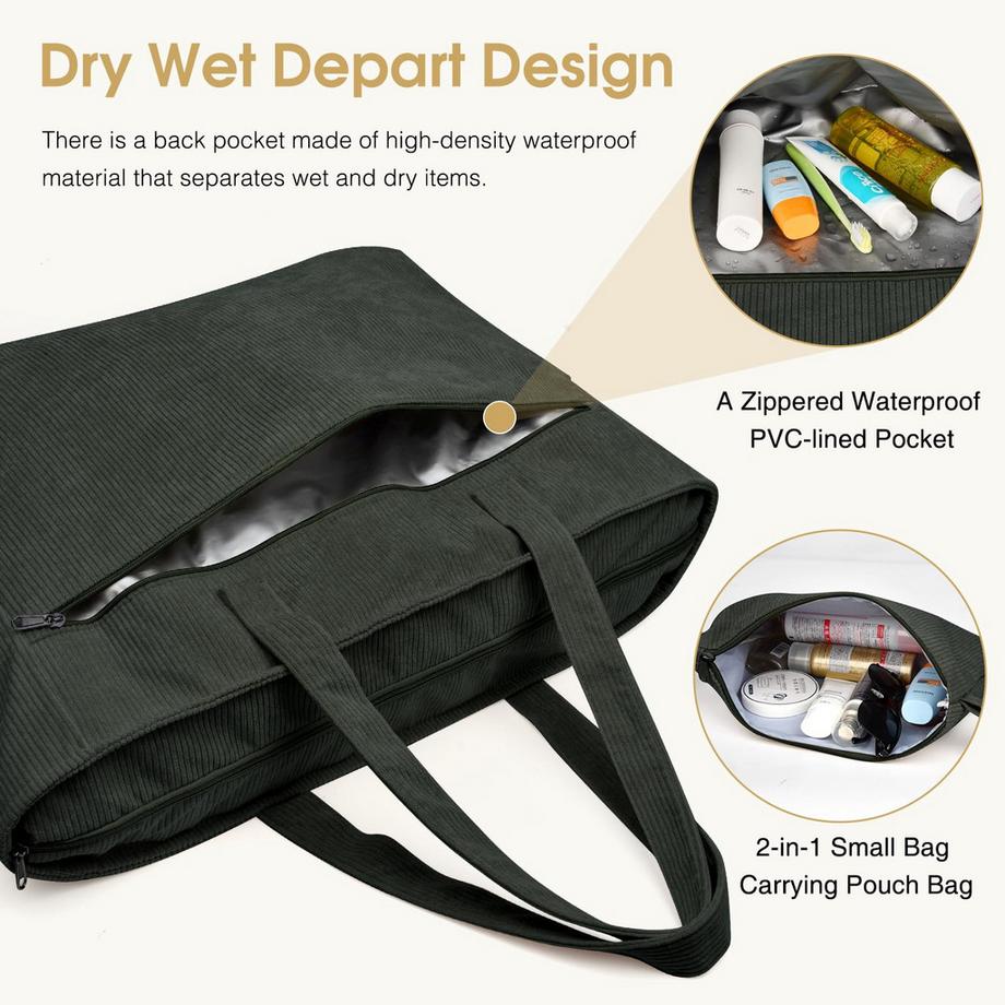 Only-bags.store Grosse wasserdichte Strandtasche mit Reissverschluss  