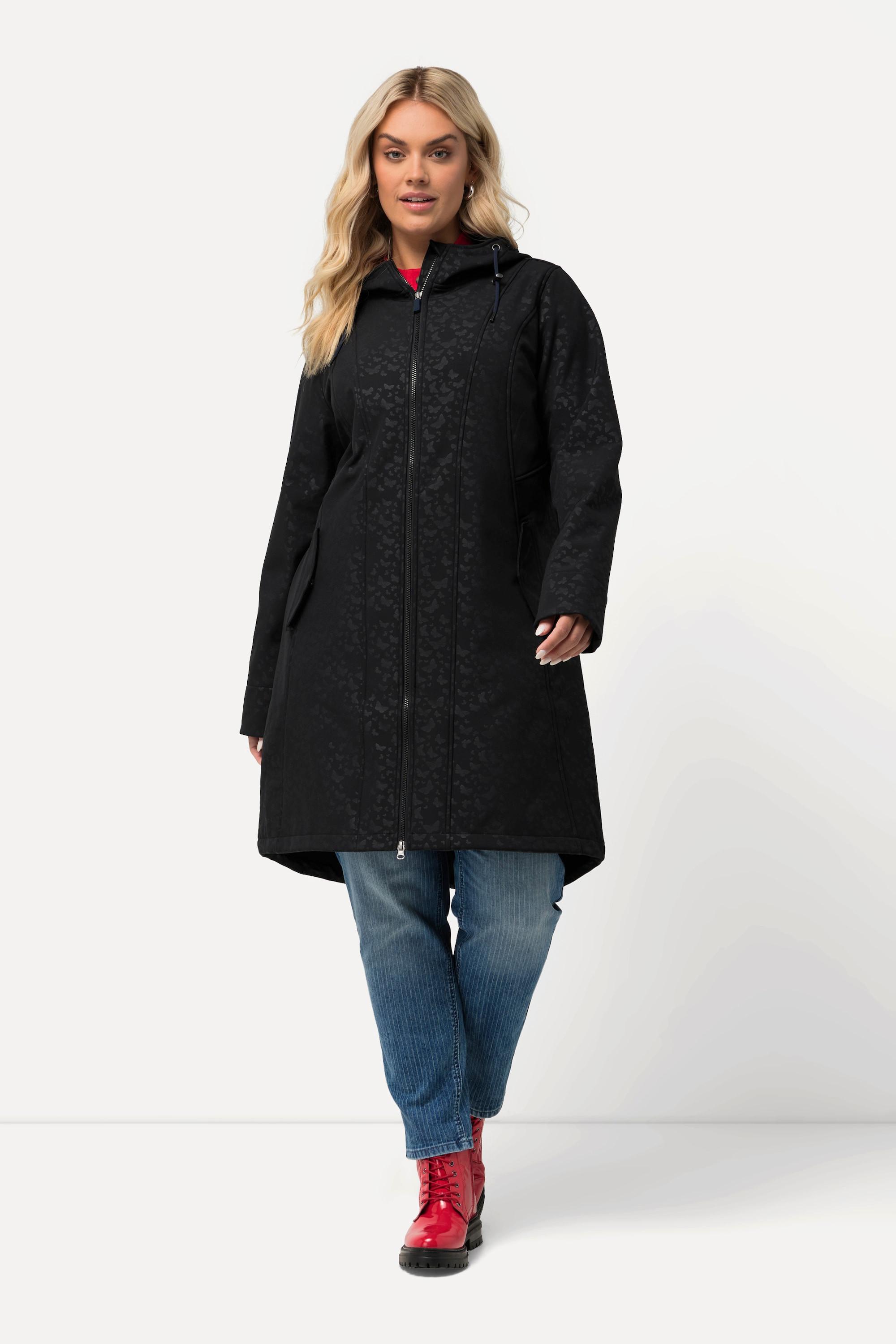 Ulla Popken  Giacca lunga HYPRAR in softshell idrorepellente con cappuccio 