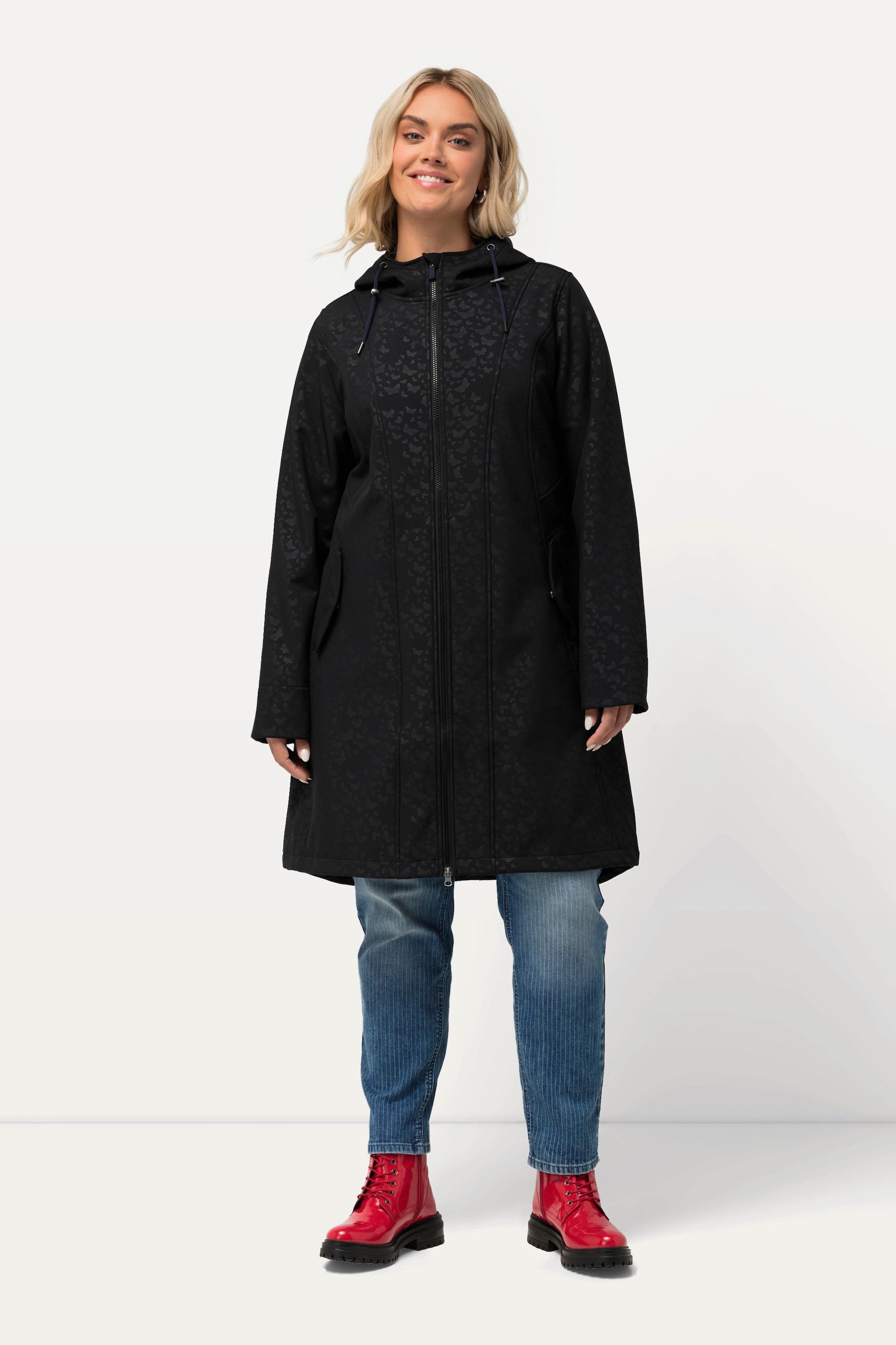 Ulla Popken  Giacca lunga HYPRAR in softshell idrorepellente con cappuccio 