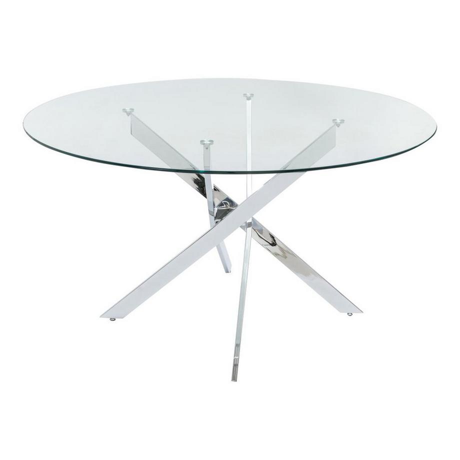 Vente-unique Tavolo da pranzo tondo 6 coperti in Vetro temperato e Metallo cromato Trasparente - COSIMA  