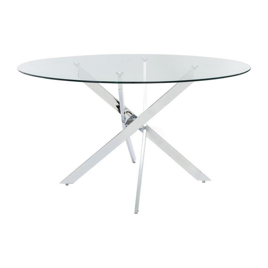 Vente-unique Tavolo da pranzo tondo 6 coperti in Vetro temperato e Metallo cromato Trasparente - COSIMA  