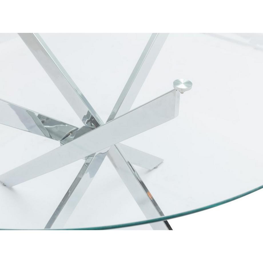 Vente-unique Tavolo da pranzo tondo 6 coperti in Vetro temperato e Metallo cromato Trasparente - COSIMA  