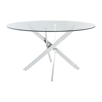 Tavolo da pranzo tondo 6 coperti in Vetro temperato e Metallo cromato Trasparente - COSIMA