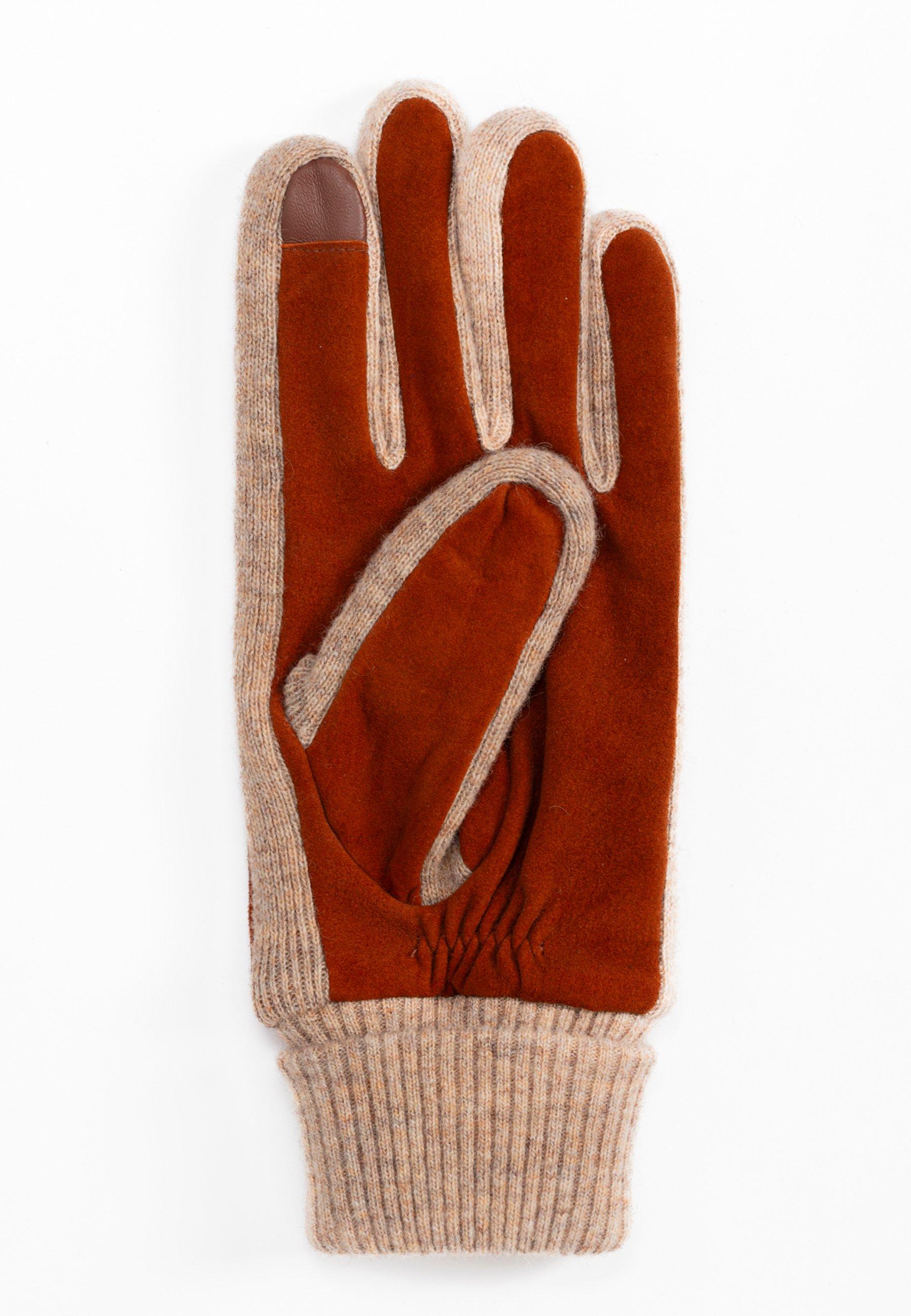 CASH-MERE.CH Guanti in pelle scamosciata di capra con fodera in cashmere e polsino  