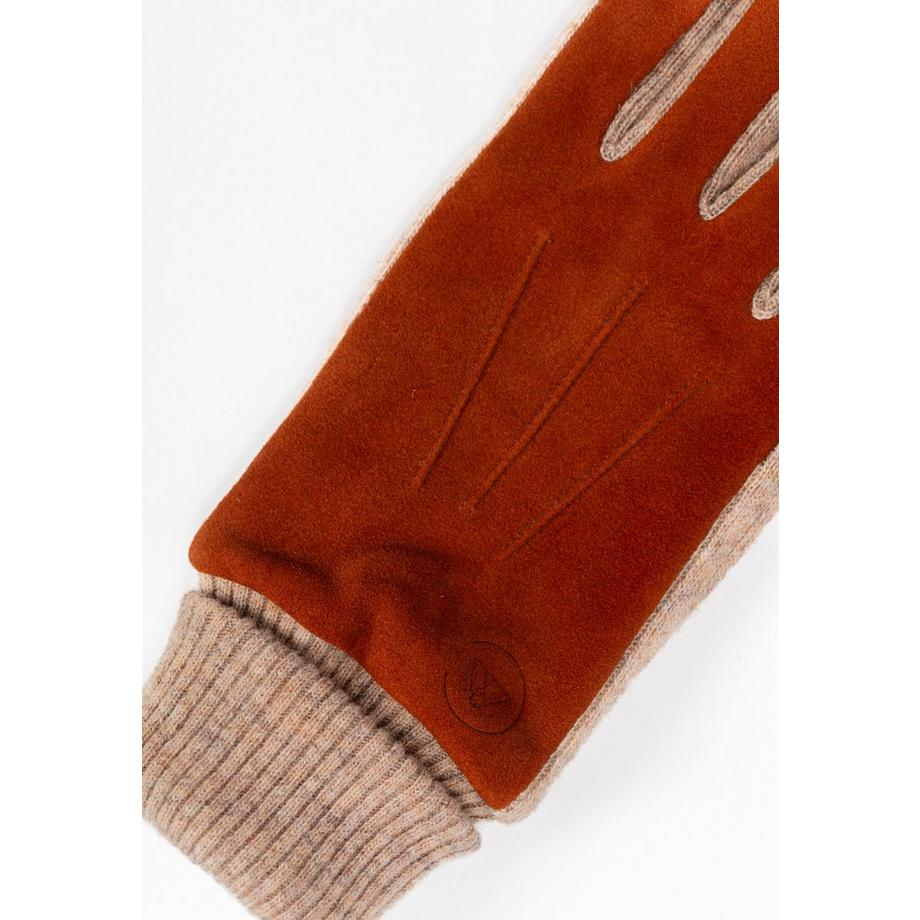 CASH-MERE.CH Guanti in pelle scamosciata di capra con fodera in cashmere e polsino  