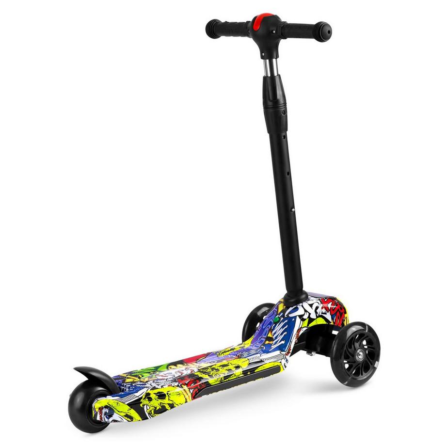 B2X  Trottinette à trois roues Ricokids Piko - noire à motifs colorés 