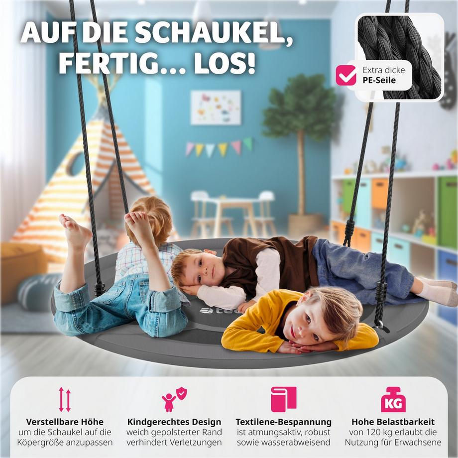 Tectake  Nestschaukel Swayer 120 kg Belastbarkeit höhenverstellbar 
