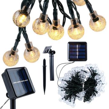 Solar powered garden garland with 100 warm LED lights