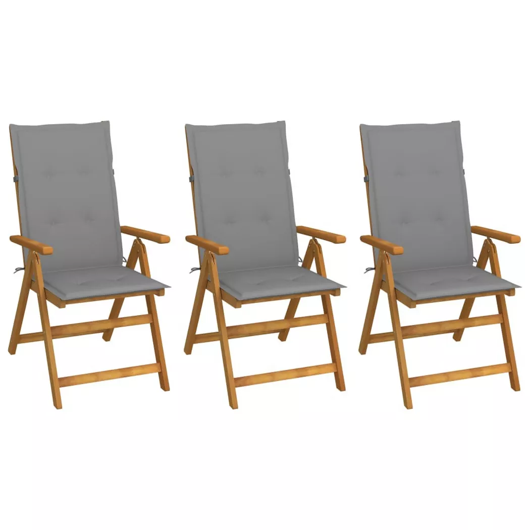 Chaises pliables de jardin lot de 3 avec coussins Bois d acacia