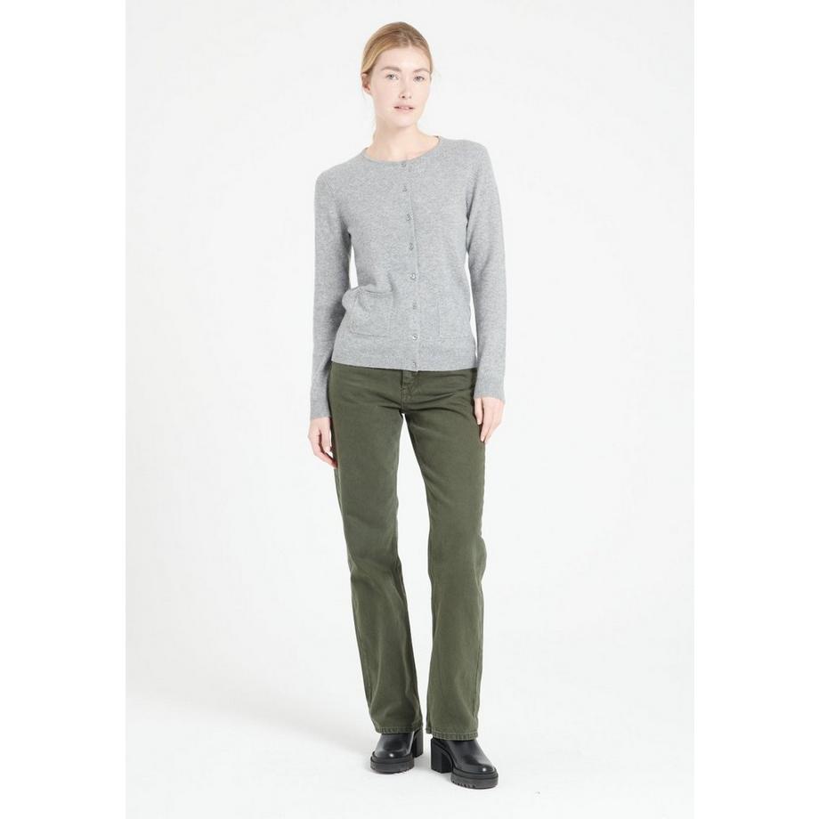 LILLY 4 Strickjacke mit tailliertem Rundhalsausschnitt - 100% Kaschmir