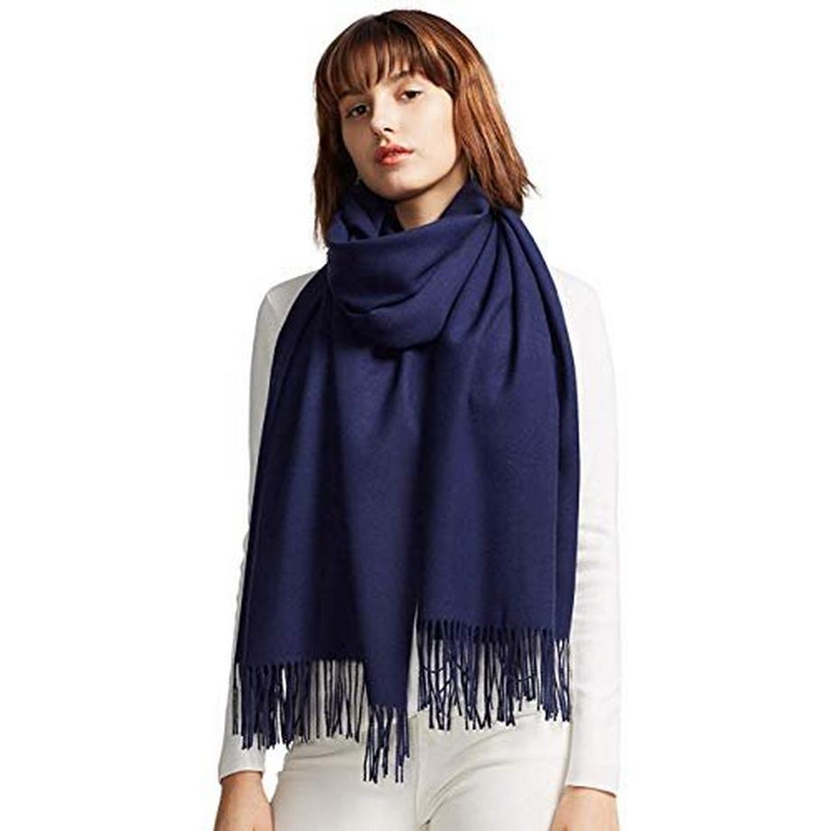 Schal Warm Winter Herbst einfarbig Baumwolle mit Quasten/Ringe, 40+ Farben Solid & Plaid Pashmina