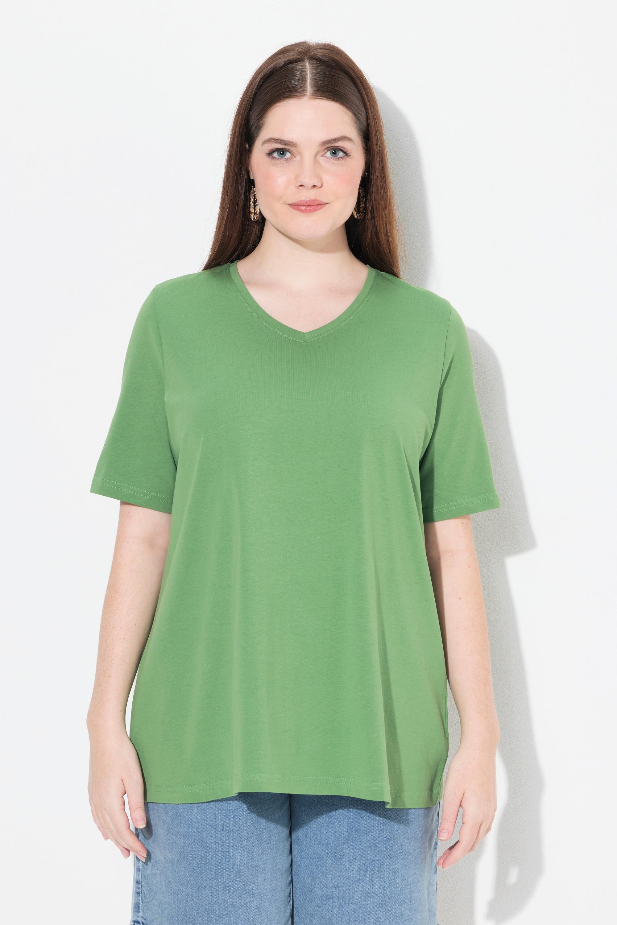 Ulla Popken Lot de 2 T-shirts Col V Manches Courtes Coton Biologique  