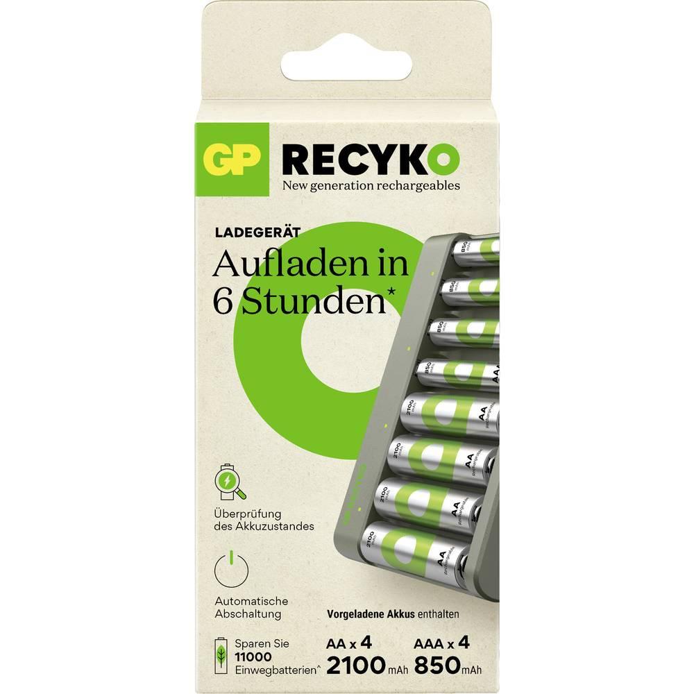 GP Batteries  Chargeur modèle USB E821, avec 4 x accus RECYKO AA 2100 mAh et 4 x accus RECYKO AAA 850 mAh 