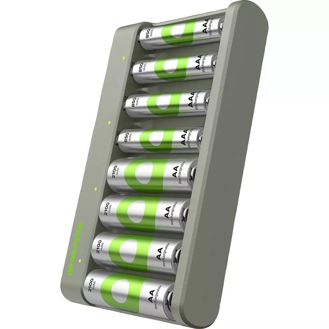 GP E821 Chargeur de piles rondes NiMH LR03 (AAA), LR6 (AA)