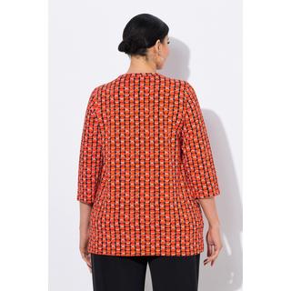 Ulla Popken Stampa Grafica Taglio Svasato Scollo Rotondo Maniche 3/4 Maglia  