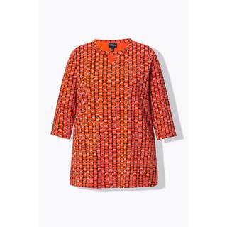 Ulla Popken Stampa Grafica Taglio Svasato Scollo Rotondo Maniche 3/4 Maglia  