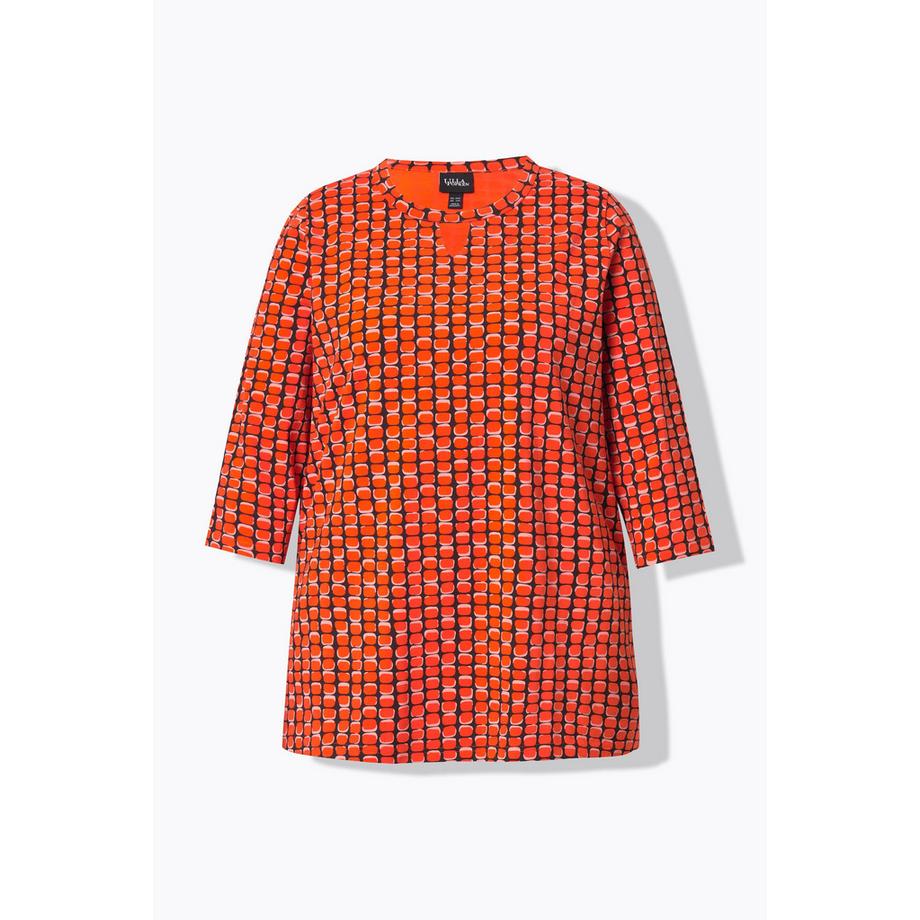 Ulla Popken Imprimé Graphique Coupe Évasée Col Rond Manches 3/4 T-shirt  