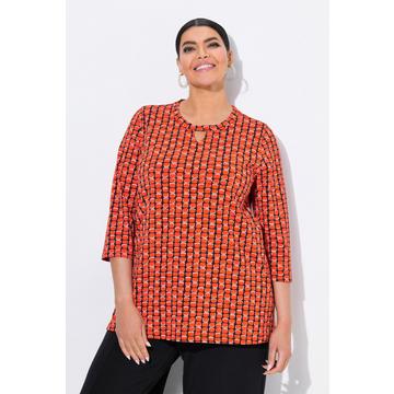 Maglia dal taglio svasato con stampa grafica, scollo a girocollo e maniche a 3/4