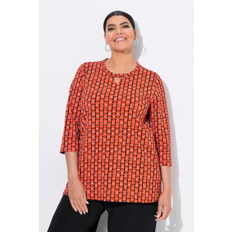 Ulla Popken Stampa Grafica Taglio Svasato Scollo Rotondo Maniche 3/4 Maglia  