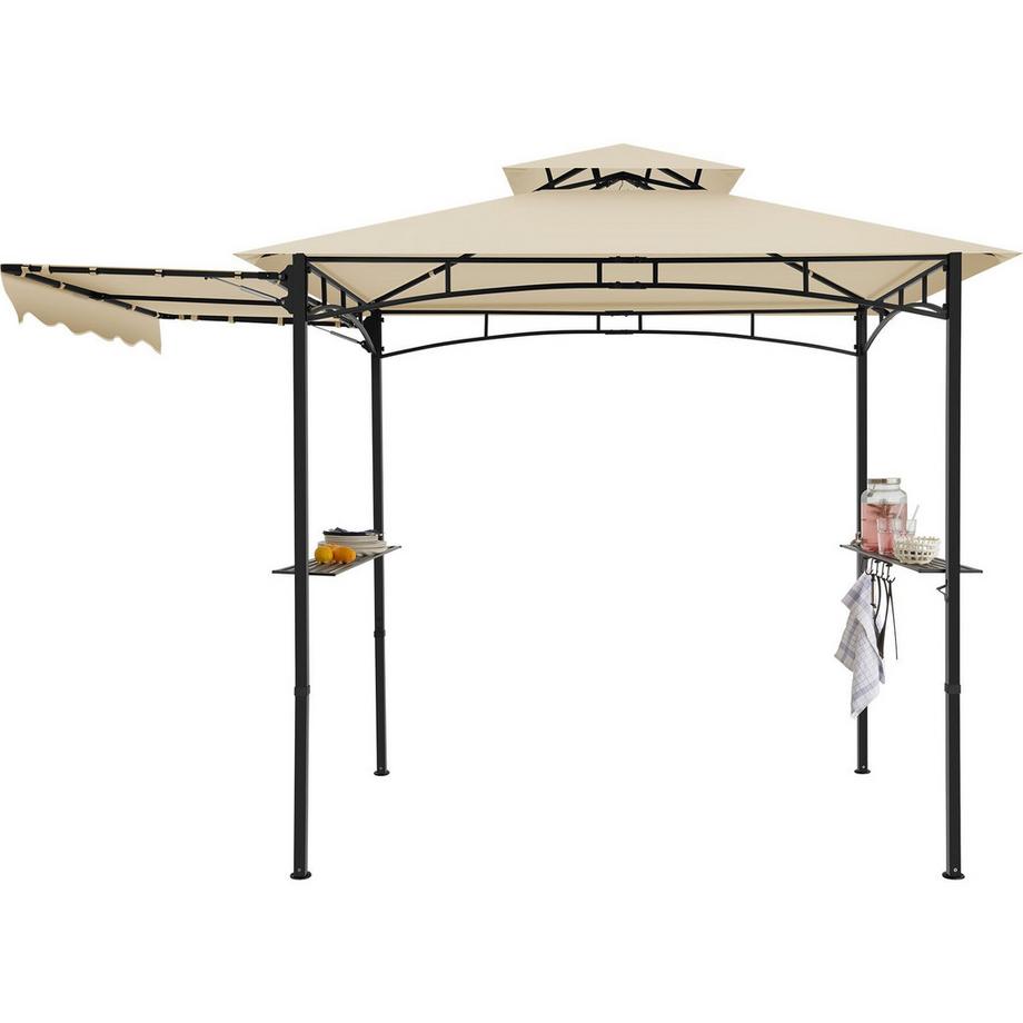 Tectake Grillpavillon Maracaibo wetterfest mit UV-Schutz, klappbare Markise Doppeldachsystem, Flaschenöffner am Gestell  